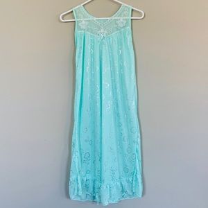 Satin Teal Mint Blue Chemise Nightgown Dress